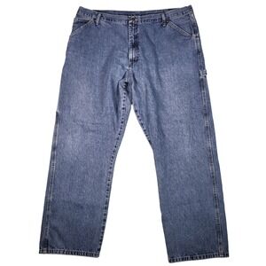 Wrangler Carpenter Jeans Mens 42x32 Straight Leg Blue Medium Wash Work Denim